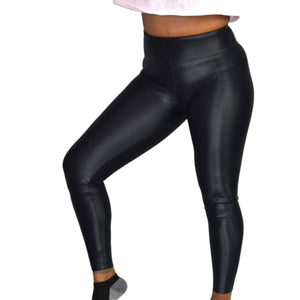 Koral Lustrous Leggings Black High Rise Shiny Lycra Full Ankle Length Activewear Size Small