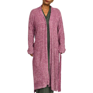 Josie Natori Sweater Weather Wrap Long Cardigan Robe Soft Fuzzy Teddy Size Large