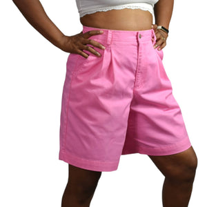 Vintage Liz Claiborne High Waisted Shorts Pink Pleated Mom Wide Leg Size 4 6