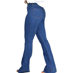 Angry Rabbit Flare Jeans High Waist Bell Bottoms Blue Stretch Pin Tuck Size 26 3
