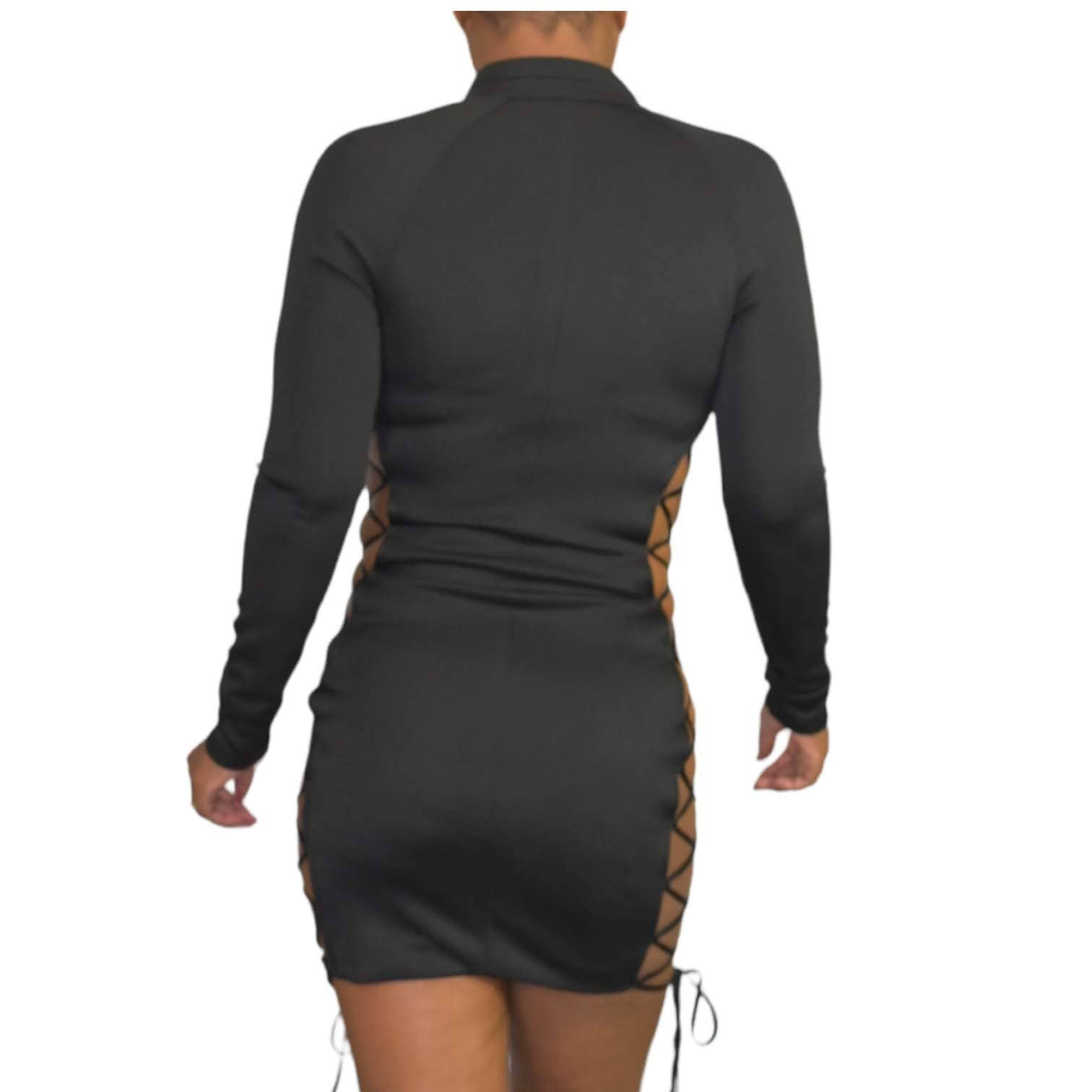 Mistress Rocks Prestige Black Mini Dress Scuba Neoprene Side Laced Size Small