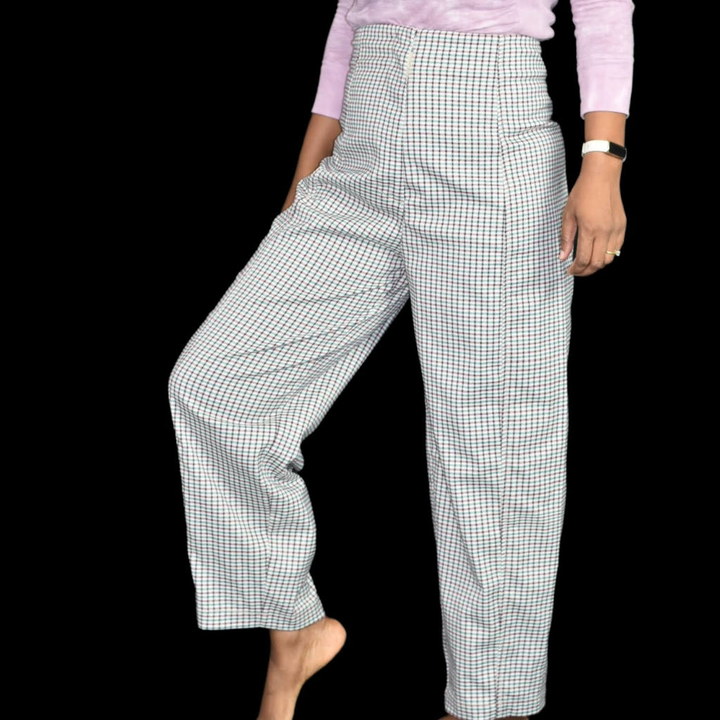 Urban Outfitters Check Pants Plaid Wide Leg High Waisted Relaxed Ankle Size 4