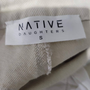 Native Daughters Barrel Leg Jeans High Rise Waist Khaki Tapered Ankle Size Small
