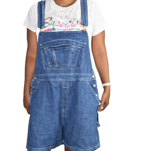 Vintage Bib Overalls Shorts Shortalls Blue Medium Wash Carpenter Plus Size 18W