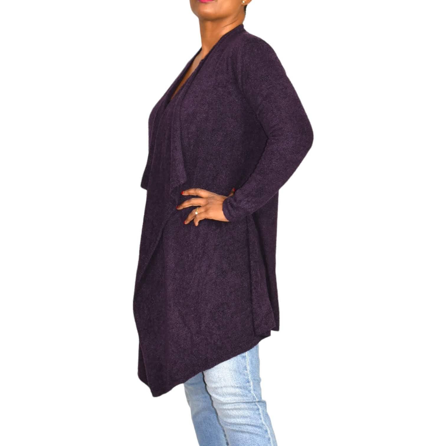 Barefoot Dreams Calypso Wrap Bamboo Chic Lite Purple Amethyst Sweater Size Small