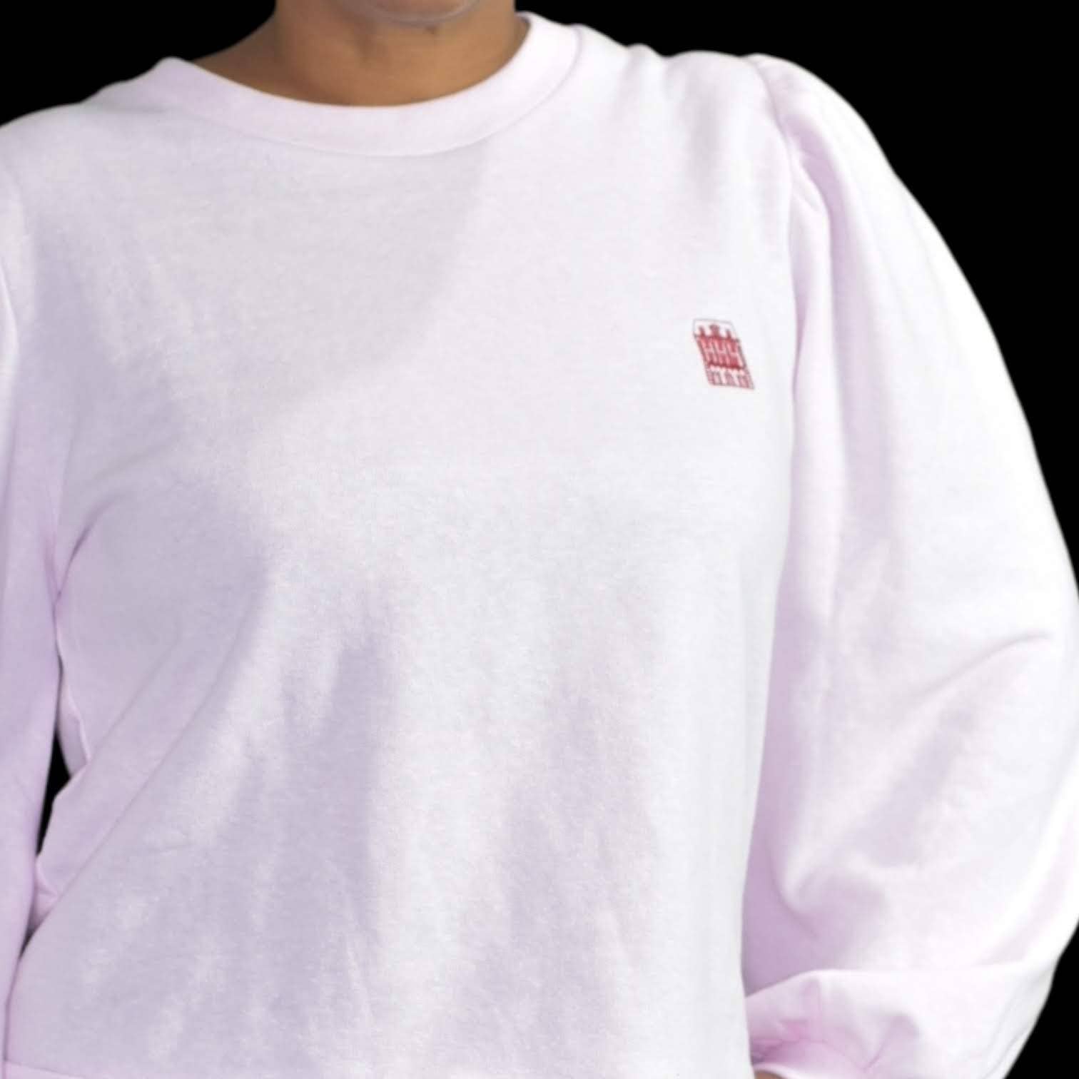 Hill House Teddy Top Pale Pastel Pink Puff Sleeves Boxy Fleece Lounge Size Large