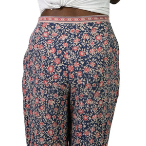 Spell and the Gypsy Flare Pants Blue Jasmine Palazzo High Waist Floral Size XS