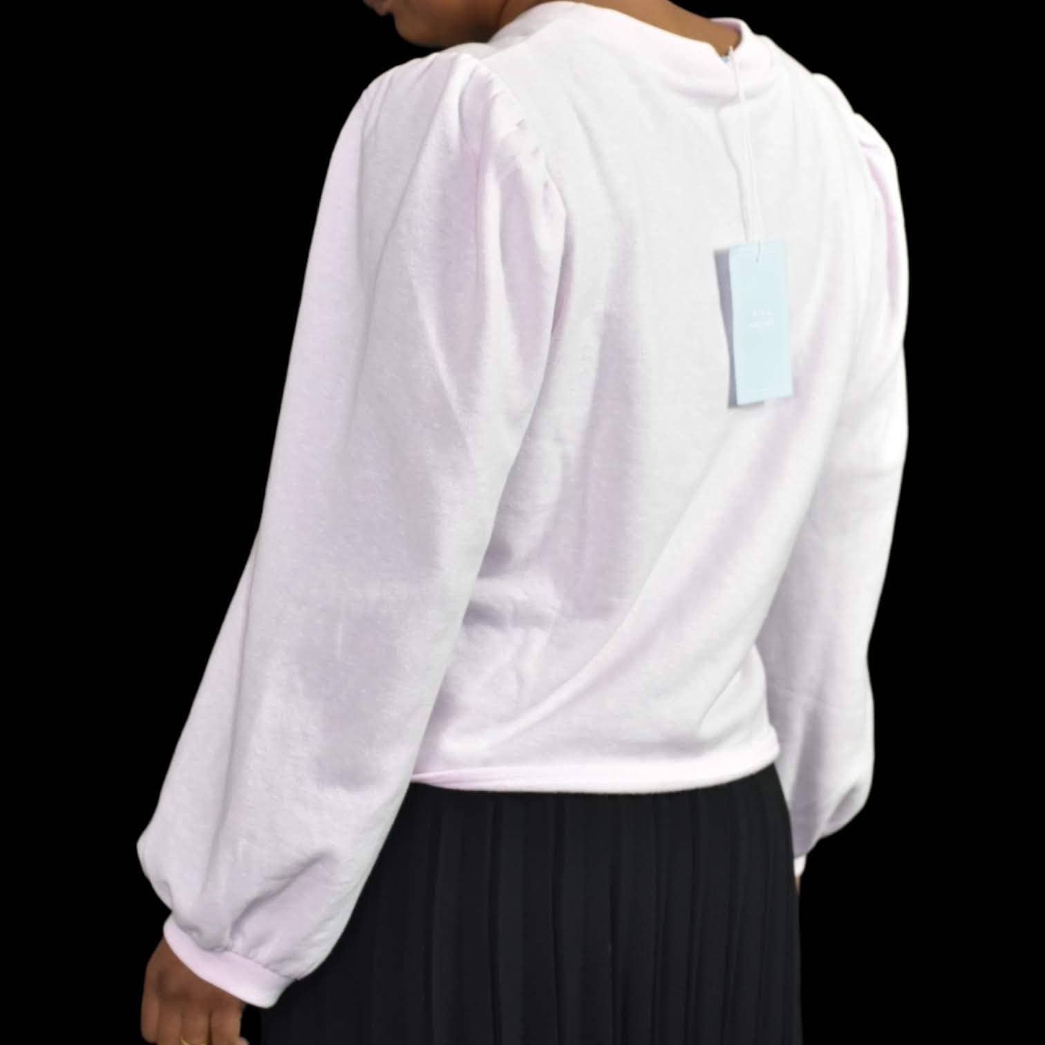 Hill House Teddy Top Pale Pastel Pink Puff Sleeves Boxy Fleece Lounge Size Large