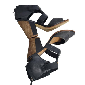 Dolce Vita Chunky Block Heel Sandals DV Leather Black Open Toe Size 10