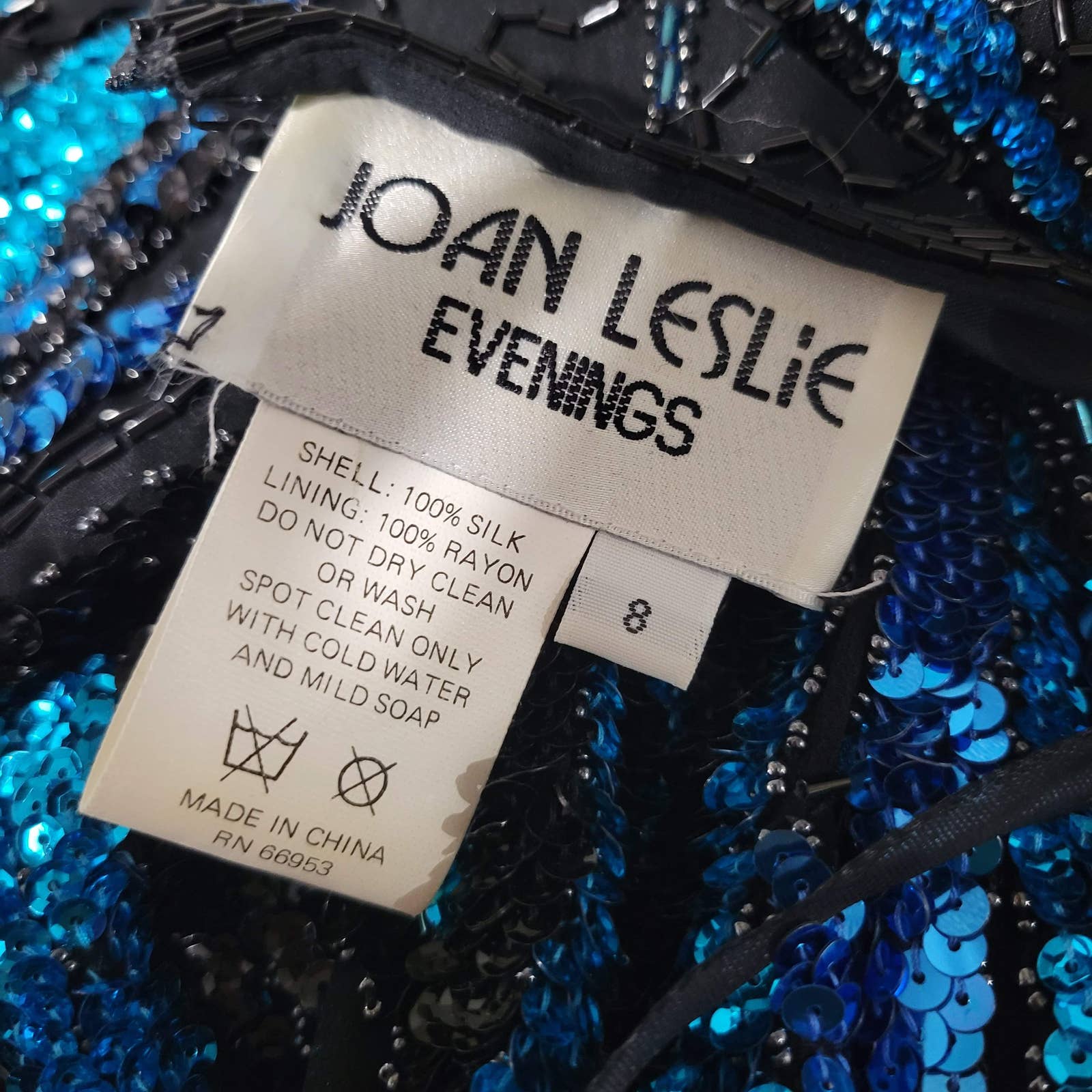 Vintage Sequin Dress Joan Leslie Evening Wear Party Beaded Silk Sheath Size 8