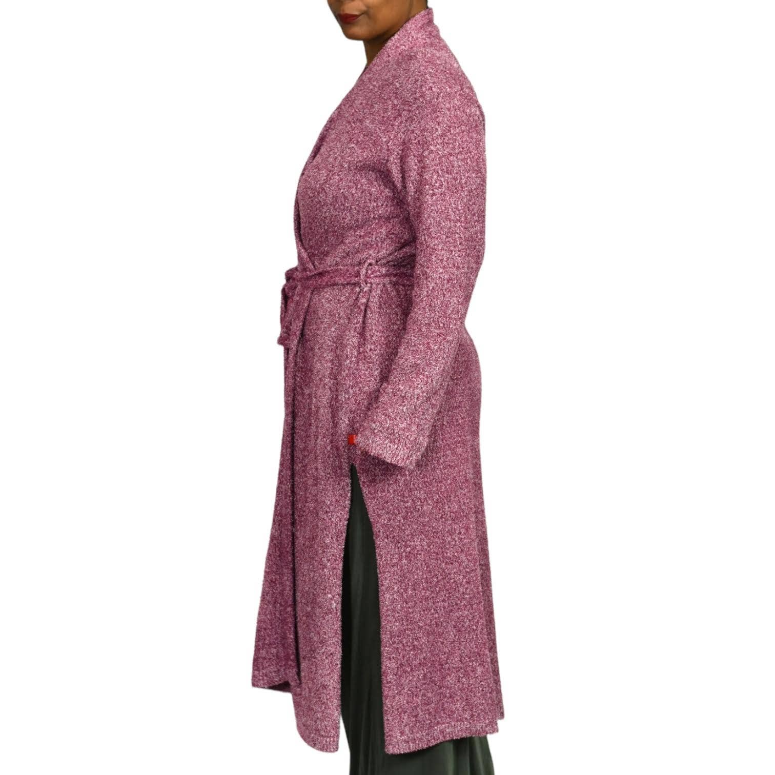Josie Natori Sweater Weather Wrap Long Cardigan Robe Soft Fuzzy Teddy Size Large