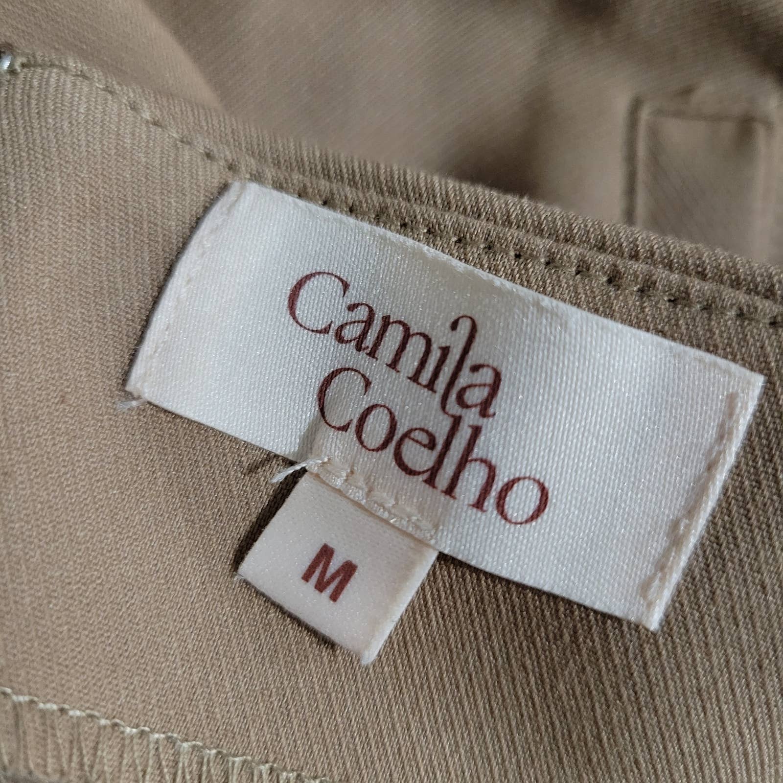 Camila Coelho Pants Side Waist Cutouts High Waisted Tapered Taupe Size Medium