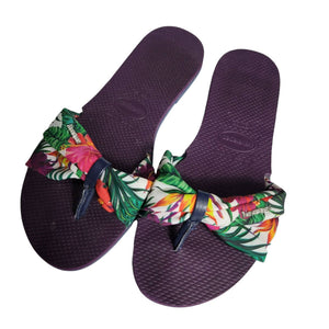 Havaianas You Saint Tropez Thong Sandals Floral Fabric Flip Flops Flats Size 7 8