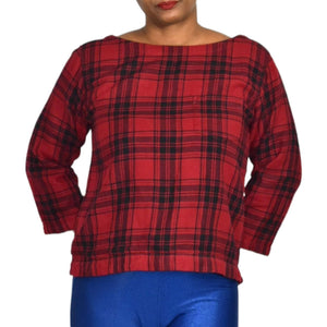 Madewell Herald Tee Curtis Plaid Flannel Pullover Top Shirt Red Black Size Small