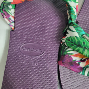 Havaianas You Saint Tropez Thong Sandals Floral Fabric Flip Flops Flats Size 7 8