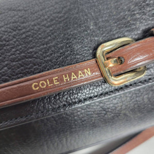 Cole Haan Leather Mini Crossbody Bag Black Adjustable Strap Small Purse Brown