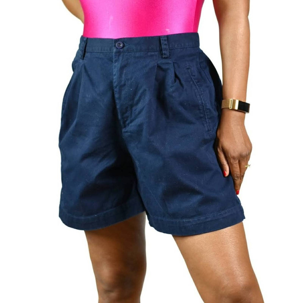 Vintage Bermuda Shorts Liz Claiborne Blue High Waist Tailored Pleated Mom Size 8