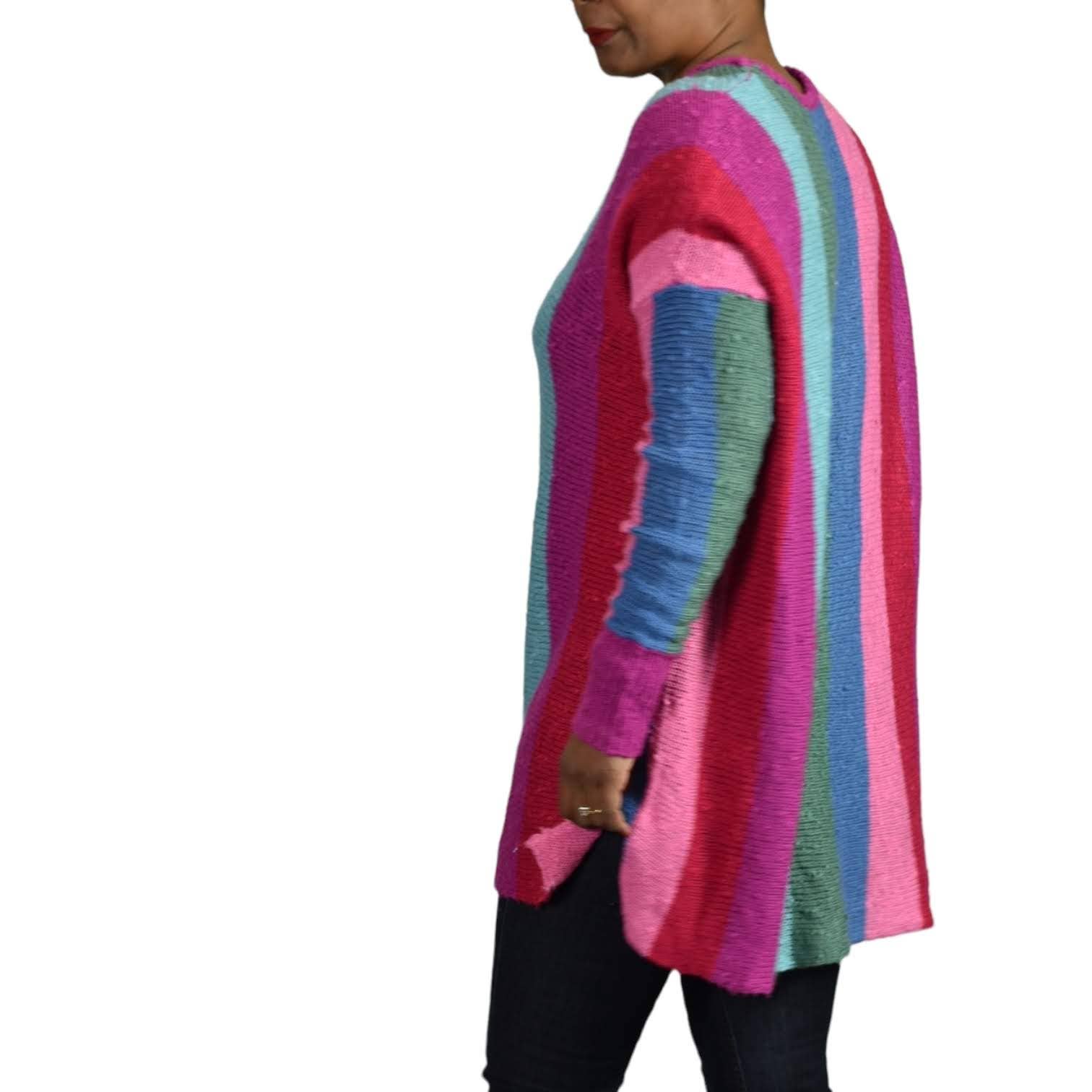 Show Me Your Mumu Bonfire Sweater Rainbow Madly Stripe Nubby Pullover Size Small