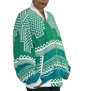 Anz Knit Bomber Sweater Cardigan Zip Front Retro Geometric Streetwear Size XL Mens Unisex