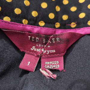 Ted Baker Trouser Shorts Astet High Waist Polka Dot Metallic Jacquard Size 4