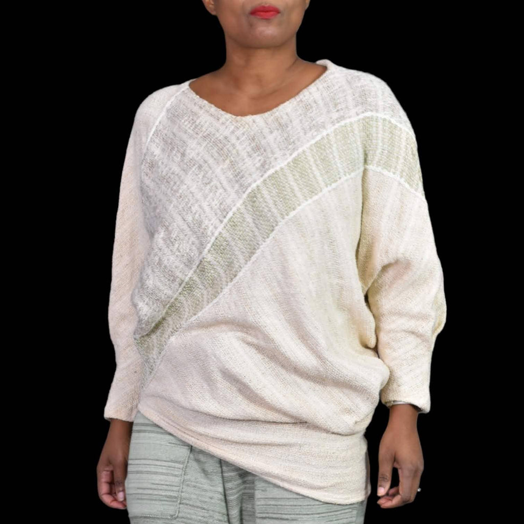Nikos HandWoven Vintage Top Beige Tan Fiber Art Light Sweater Neutral Size Small