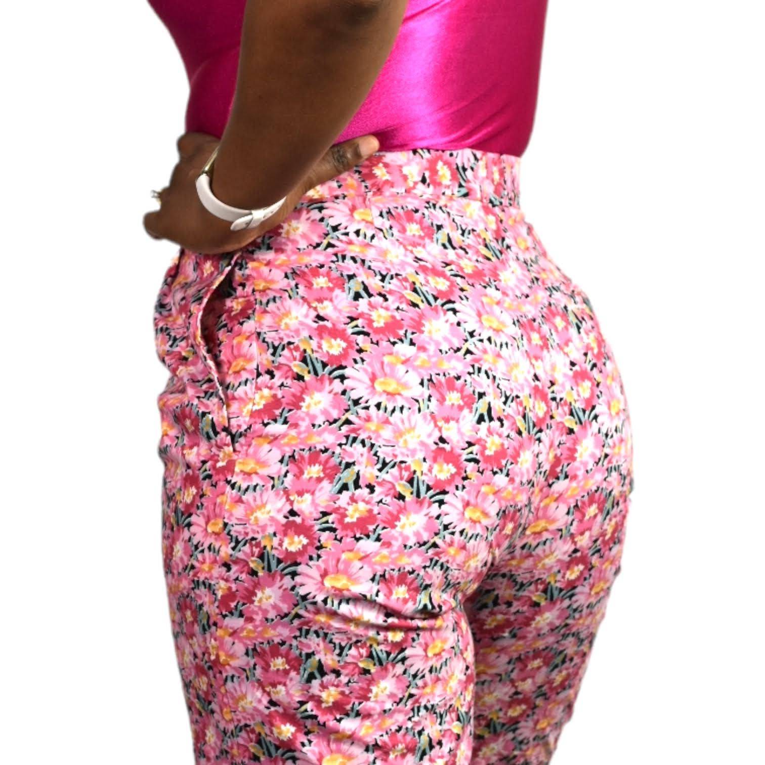 Vintage Liberty of London Floral Shorts Pink Bermuda Walking Long Cotton Size 2