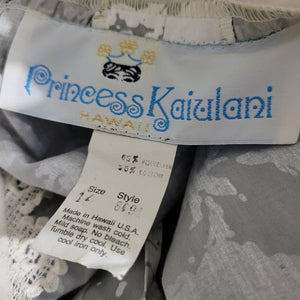 Vintage Princess Kaiulani Hawaiian Dress Grey Tropical Maxi Muumuu Plus Size 14
