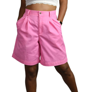 Vintage Liz Claiborne High Waisted Shorts Pink Pleated Mom Wide Leg Size 4 6