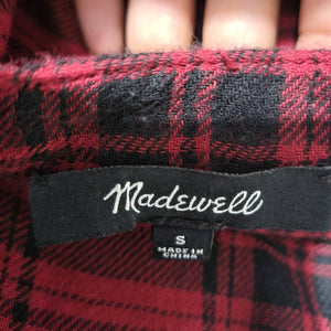 Madewell Herald Tee Curtis Plaid Flannel Pullover Top Shirt Red Black Size Small