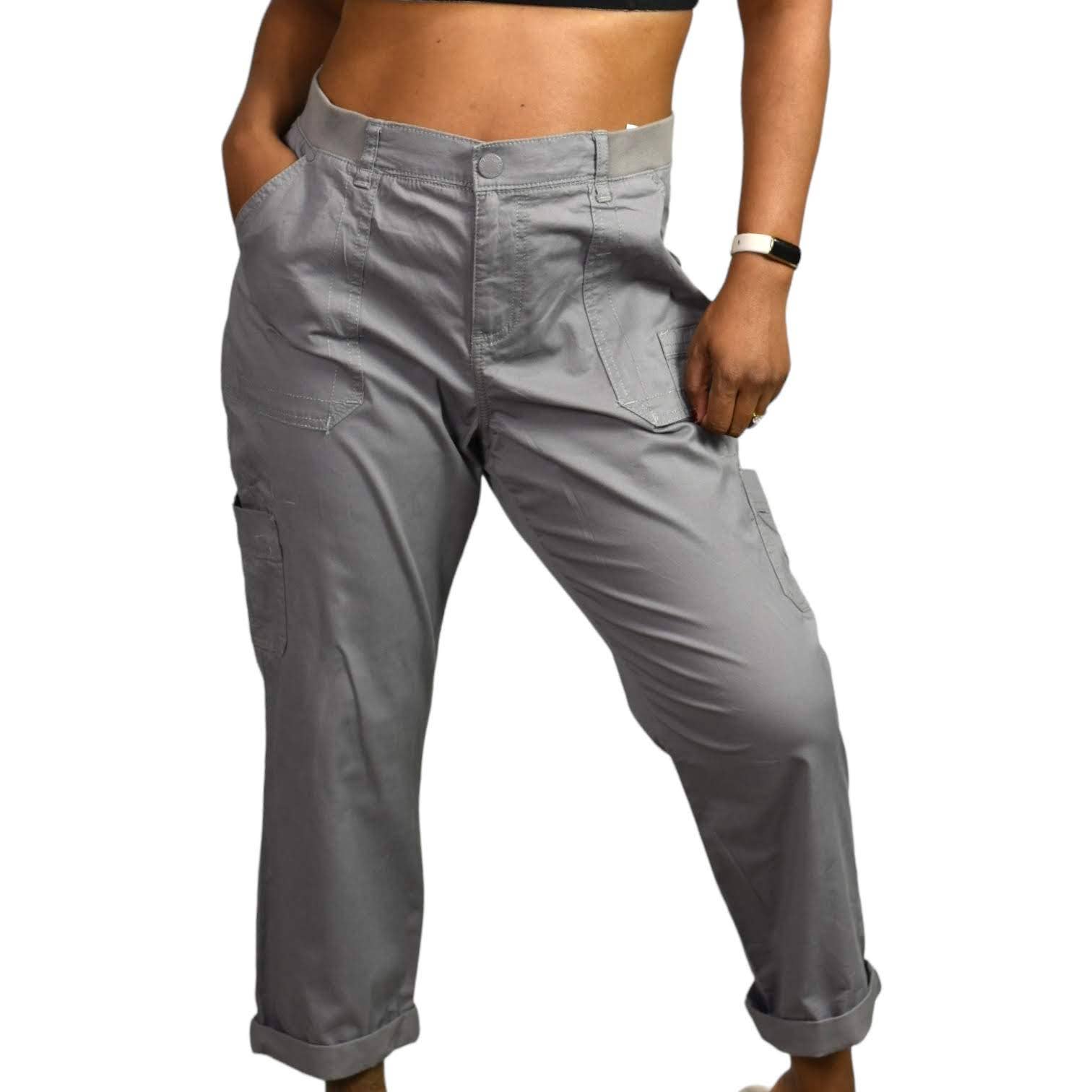 Lee Cargo Pants Relaxed Fit Cropped Cuffed Grey Straight Capri Mid Rise Size 12