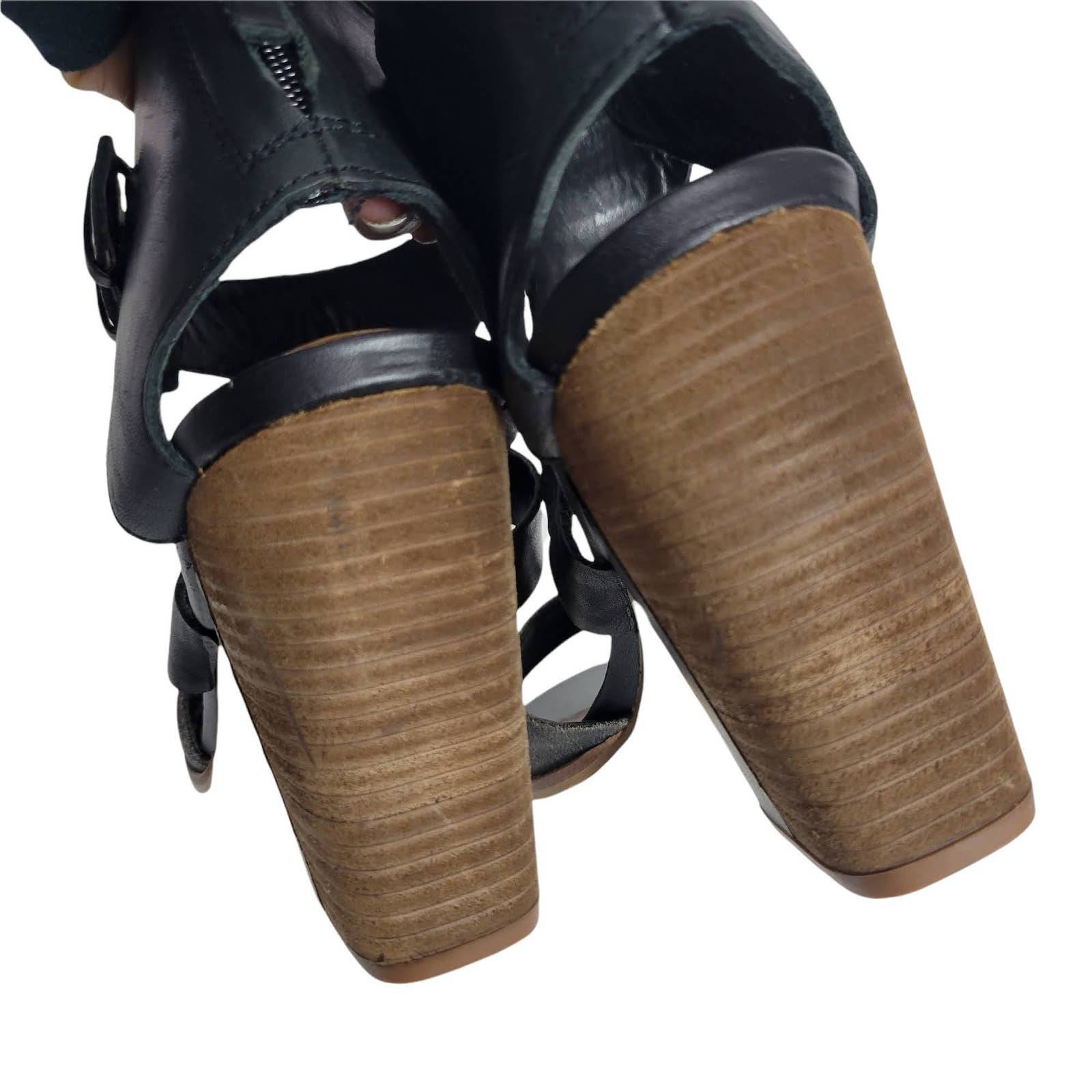 Dolce Vita Chunky Block Heel Sandals DV Leather Black Open Toe Size 10