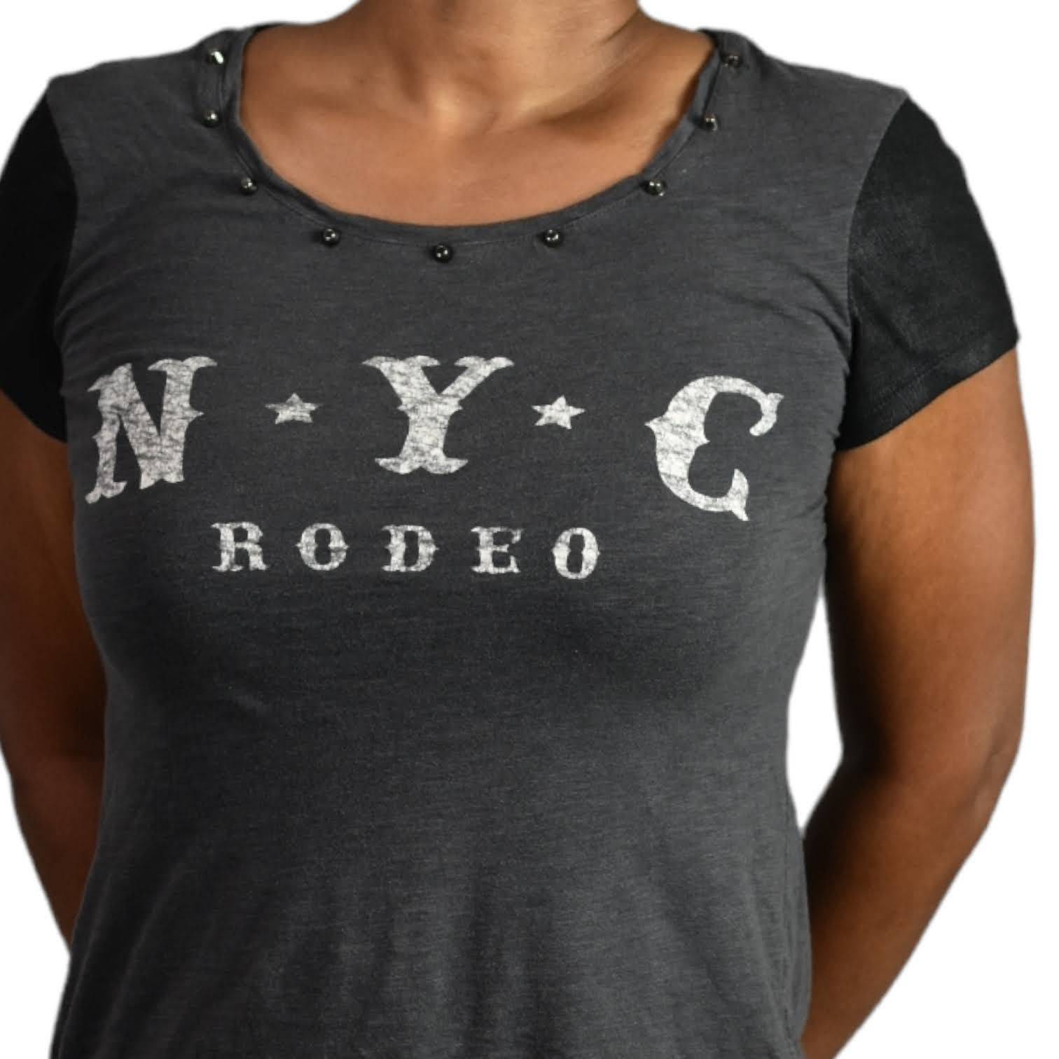 Express NYC Rodeo Tee Gray Black Size Short Sleeve Western Studded Size Small