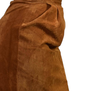 Eagles Eye Suede Skirt Embroidered Vintage Straight Column Midi Tribal Leather Brown Camel Size 2 XS