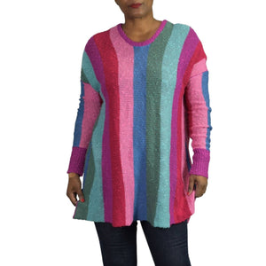 Show Me Your Mumu Bonfire Sweater Rainbow Madly Stripe Nubby Pullover Size Small