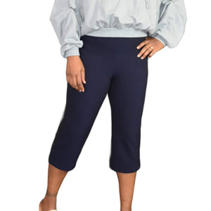 Zara Capri Pants Cropped Blue Trousers High Waisted Straight Leg Size Small