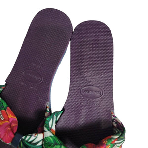 Havaianas You Saint Tropez Thong Sandals Floral Fabric Flip Flops Flats Size 7 8