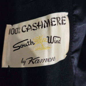 Vintage Black Coat Cashmere South Wind by Kamen Peacoat Knee Length Size Small