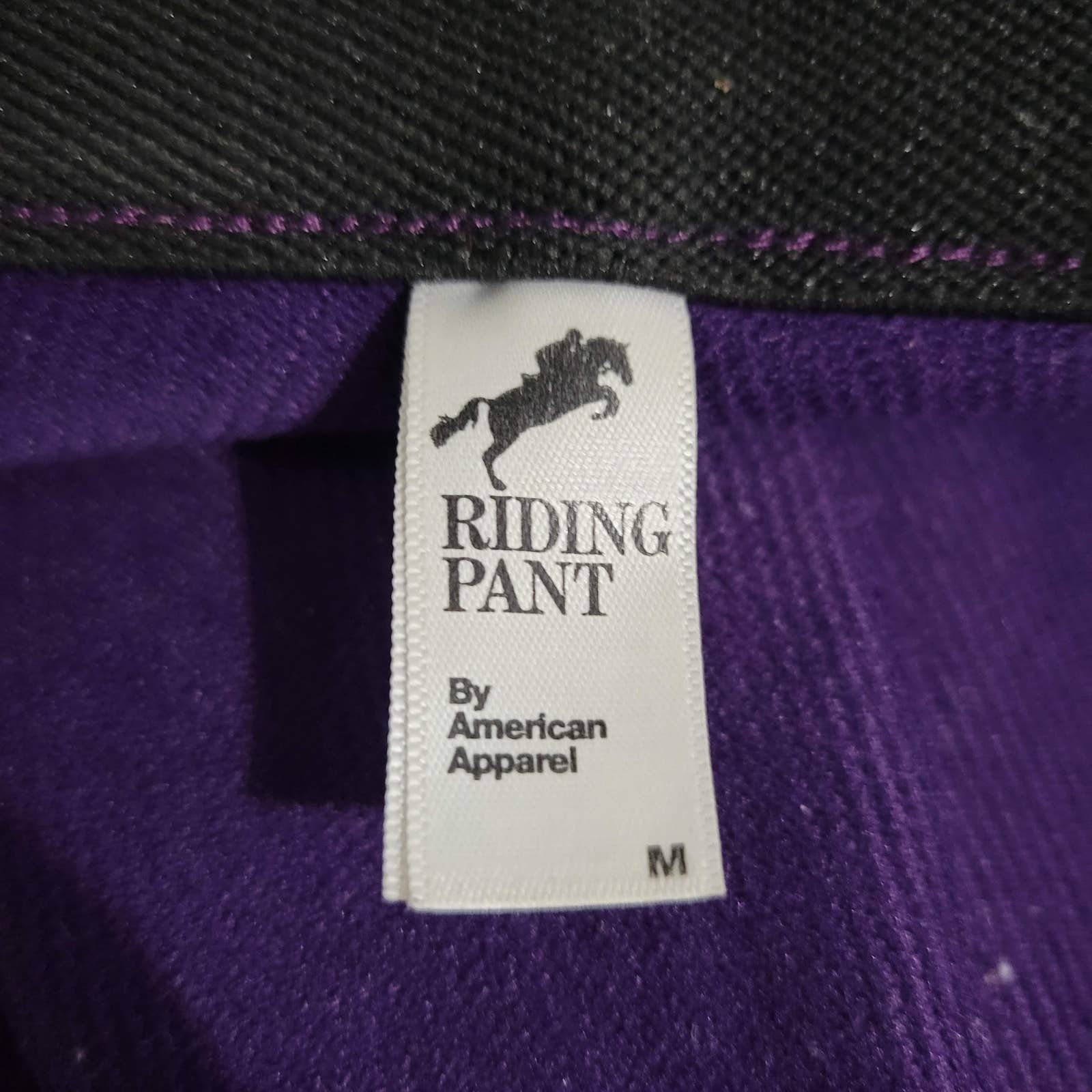American Apparel Riding Pants Purple Ribbed Nylon High Waisted Slim Size Medium
