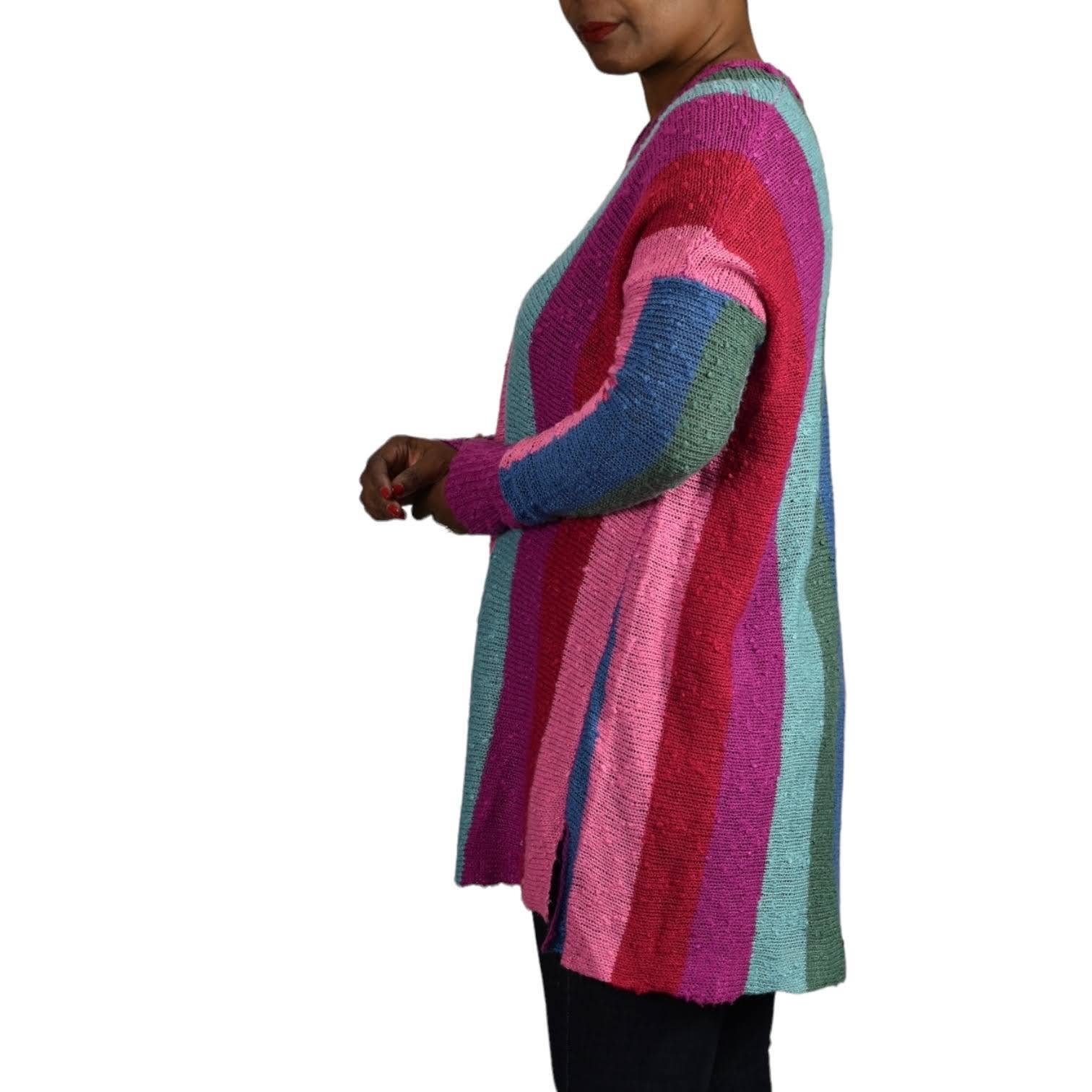 Show Me Your Mumu Bonfire Sweater Rainbow Madly Stripe Nubby Pullover Size Small