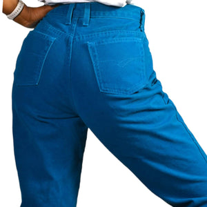 Vintage High Waist Colored Jeans Gloria Vanderbilt Teal Blue Green Mom Size 27