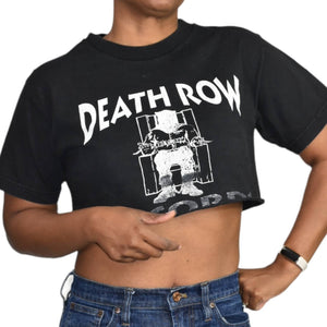 Vintage Death Row Records Cropped Tee T Shirt Unisex Cutoff Broken In Size Small