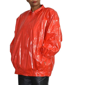 Vintage Kenn Sporn Wippette Raincoat Slicker Shiny Red Vinyl Jacket Size Medium
