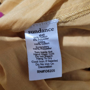 Sundance Felicity Dress Yellow Embroidered Sequin Midi Side Slit Pockets Size XL