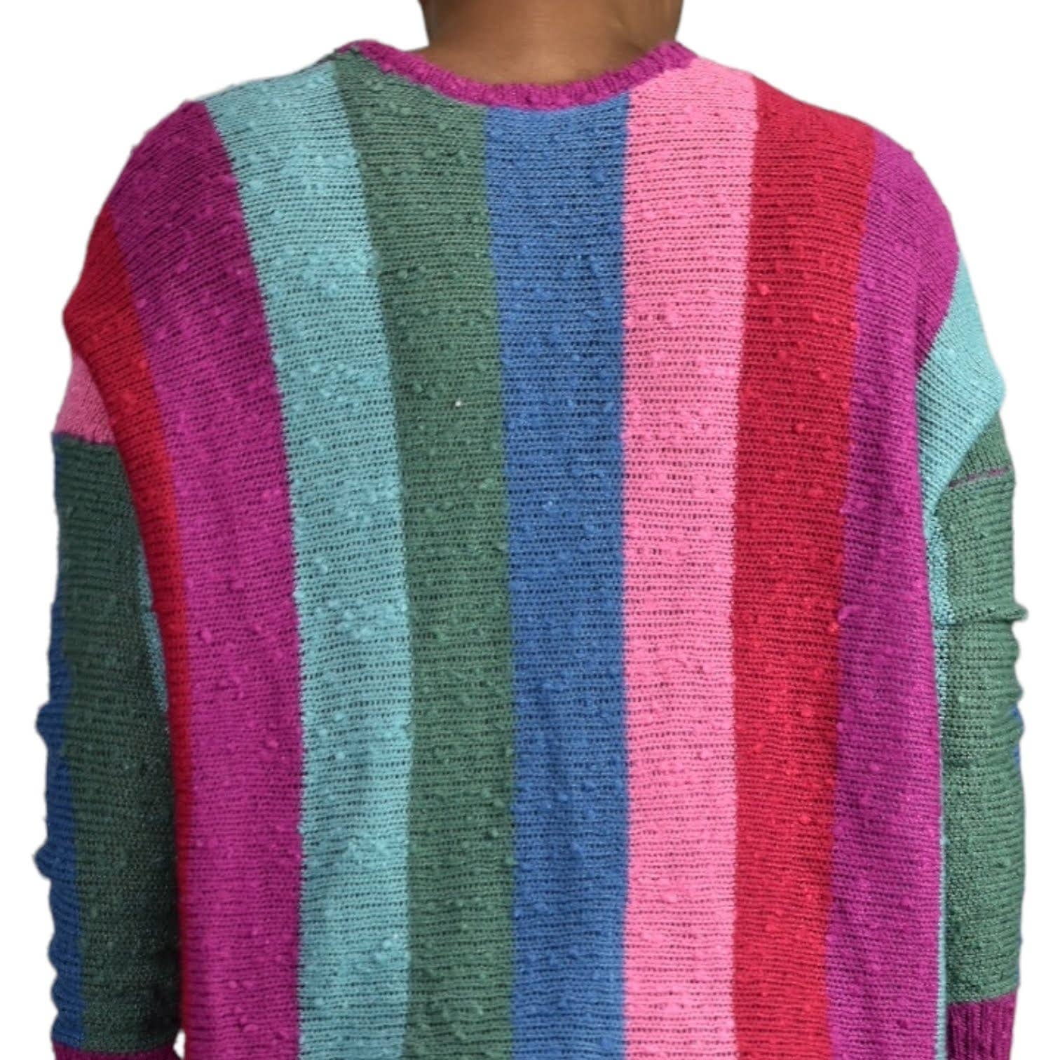 Show Me Your Mumu Bonfire Sweater Rainbow Madly Stripe Nubby Pullover Size Small