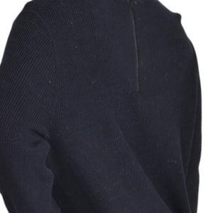 COS Ruffle Hem Sweater Dress Blue Navy Knit Ruched Overlay Layered Size Large