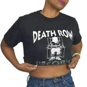 Vintage Death Row Records Cropped Tee T Shirt Unisex Cutoff Broken In Size Small