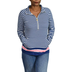 Lilly Pulitzer Skipper Popover Blue Guava Melon Exotic Garden English Striped Size Small