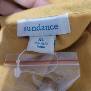 Sundance Felicity Dress Yellow Embroidered Sequin Midi Side Slit Pockets Size XL