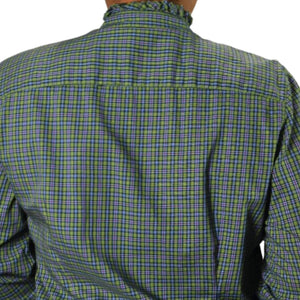 Vintage LL Bean Victorian Shirt Plaid Check Bib Front Ruffle Top Cotton Size Medium