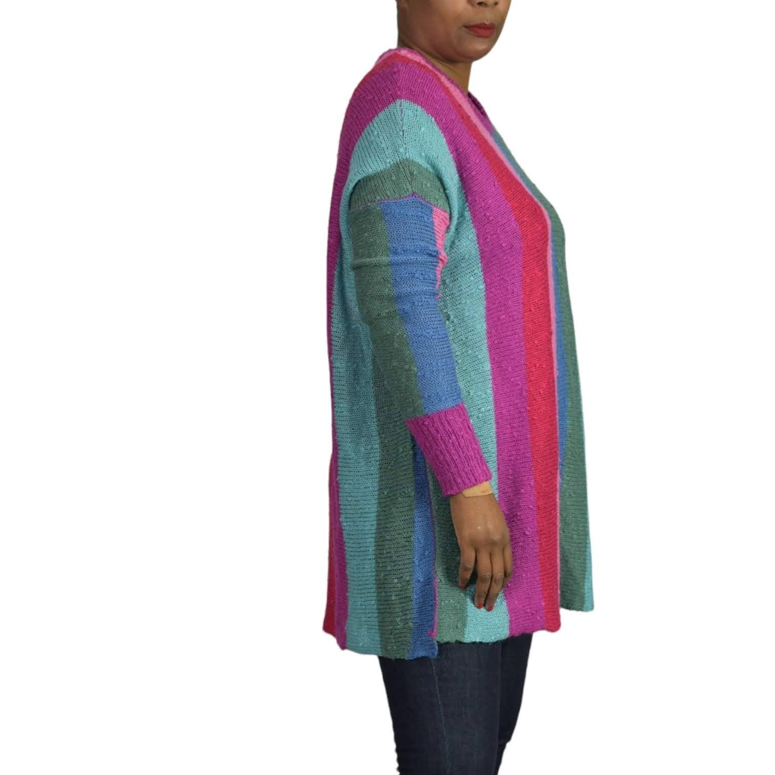 Show Me Your Mumu Bonfire Sweater Rainbow Madly Stripe Nubby Pullover Size Small